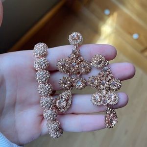 Pageant / prom / formal rose gold earrings and bracelet